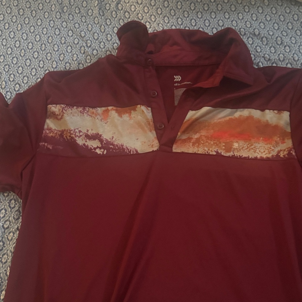 All in Motion Burgundy Polo with Artistic Pattern